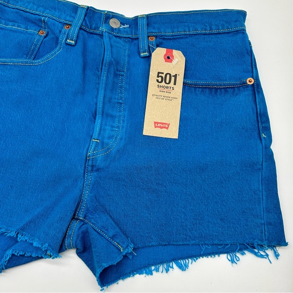 Levi's Women's 501 Vibrant Blue Denim Shorts High Rise Size 30R - Picture 8 of 10